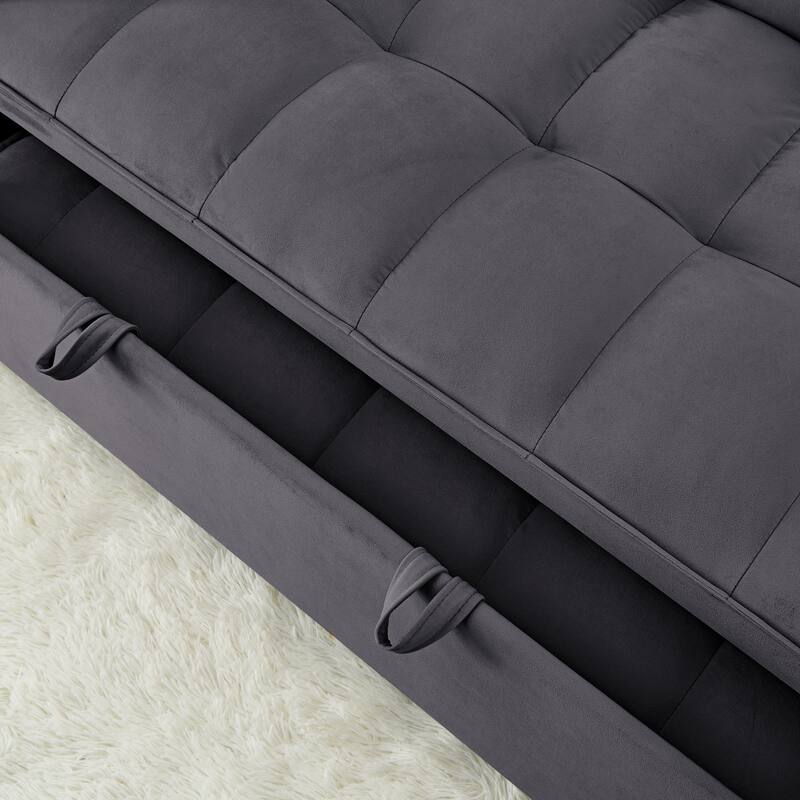Anmytek 54.33 Inch Space-Saving Velvet Sofa Bed - 3 Lengths Foldable Pull-Out Adjustable Back