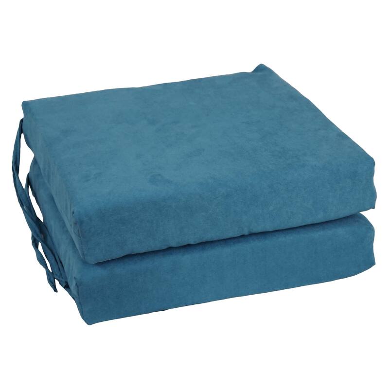 16-inch Square Indoor Microsuede Chair Cushions (Set of 2 or 4) - 16 x 16 - Set of 2 - Teal