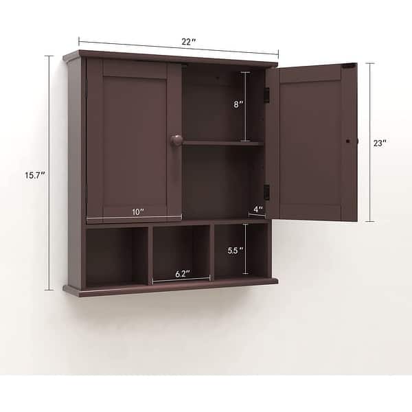 Black Bathroom Wall 2 Door Adjustable Shelves