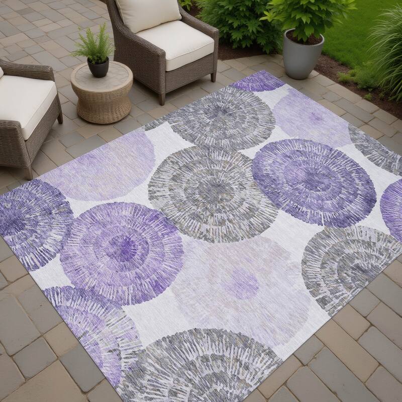 Machine Washable Indoor/ Outdoor Contemporary Devaughn Chantille Rug - Plum - 5' x 7'6"