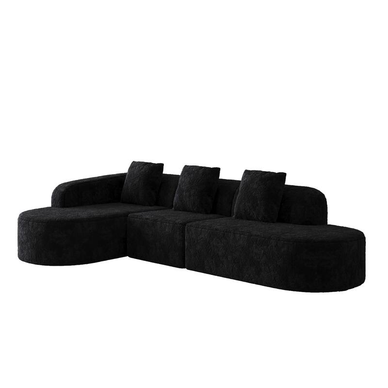 Homylin 112" Curved L-Shaped Modular Sofa with Chaise, 3-Seat Polyester