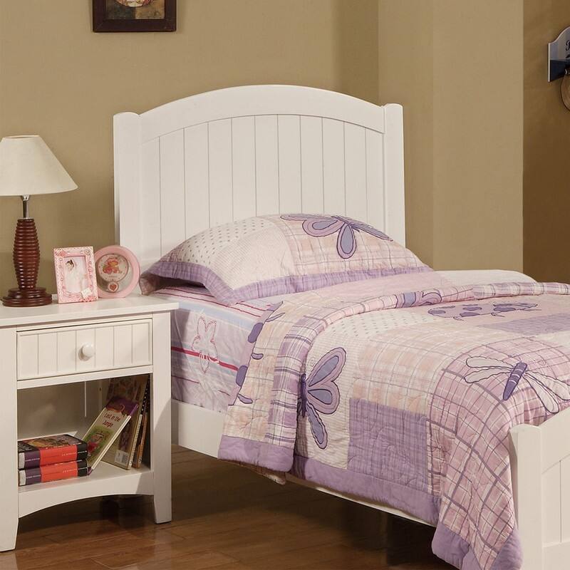 2/3/4-Pc Bedroom Sets Twin/Queen White Platform Bed w/LED/Nightstands/Ottoman/Headboard - Sherpa/High Gloss/Retro/Wood/Acrylic - 3 Piece - Twin - Antique White