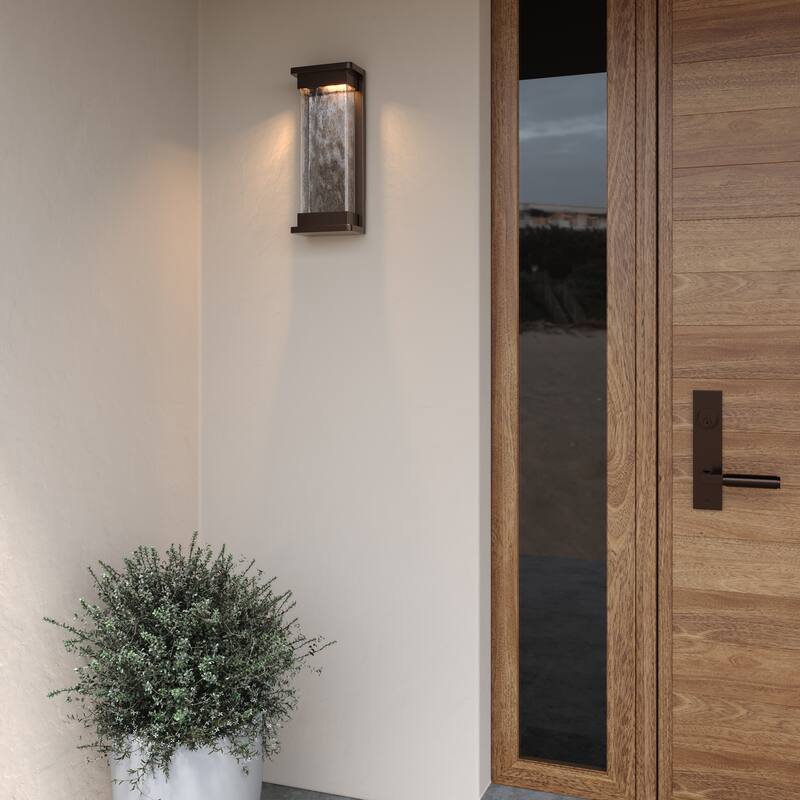Millennium Lighting Ederle 1 LED Light Outdoor Wall Sconce with Clear Water Seedy Glass Shades