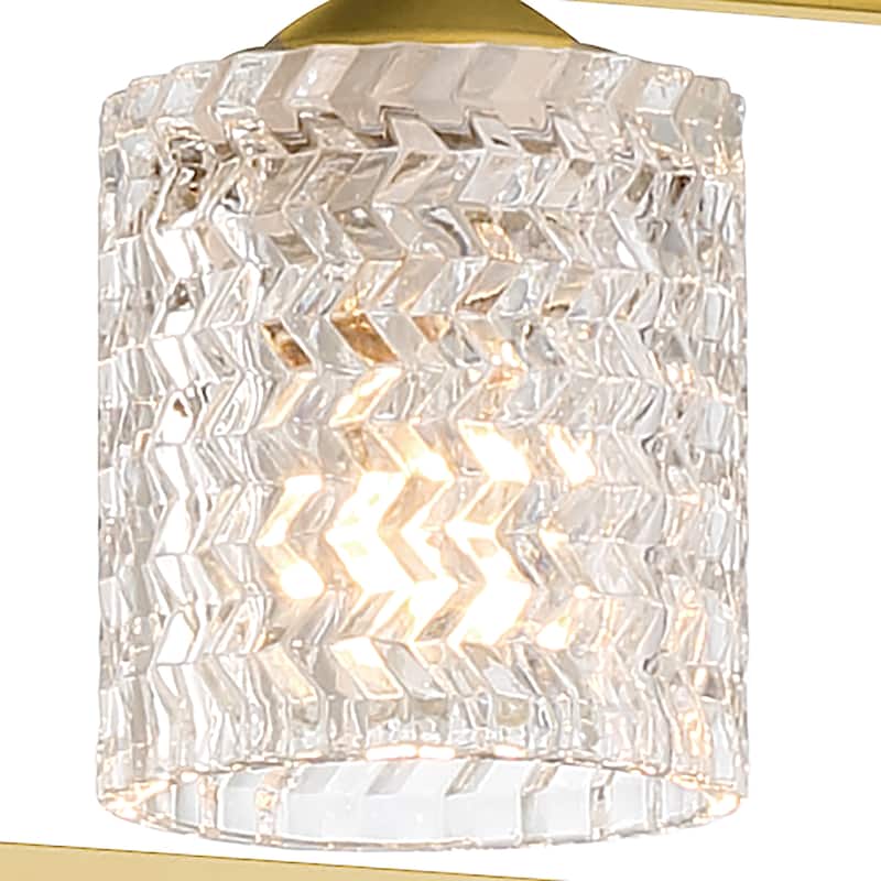 Mid-century Modern 5-light Gold Rectangle Dining Room Chandelier with Crystal Glass - UL - 37 inches
