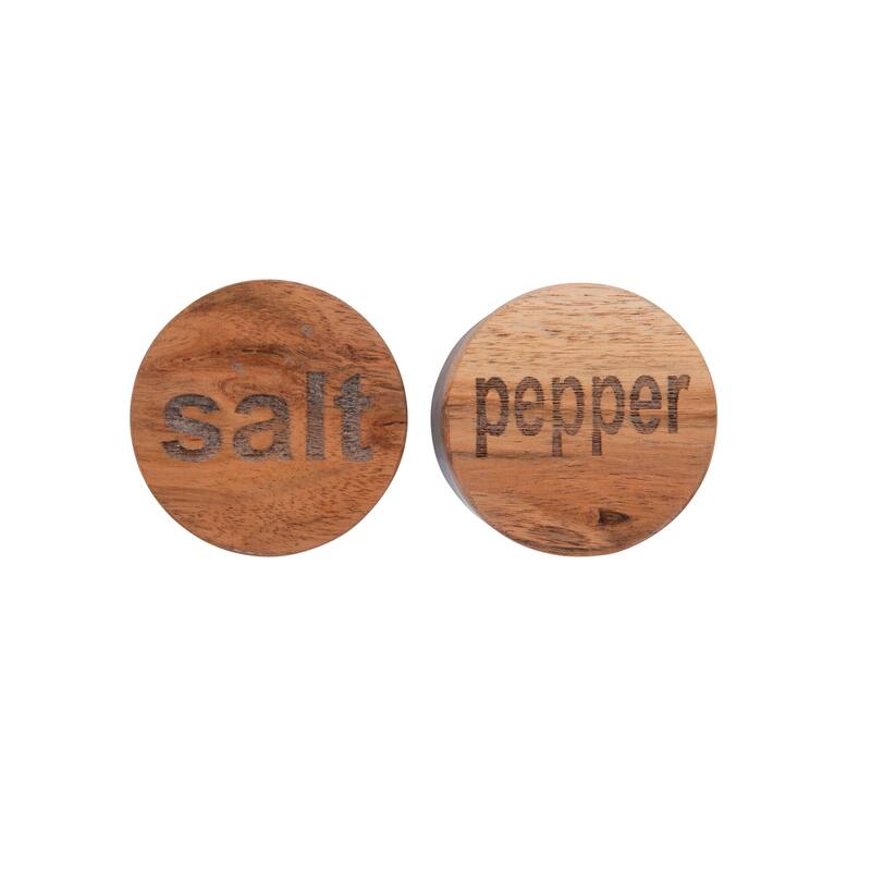 Black & White Marble Salt & Pepper Pots with Wood Lids (Set of 2 Styles)