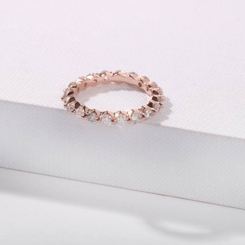 IGI Certified 1 1/2ct TDW Diamond Eternity Wedding Band in 14K Gold for Women - 6 - Rose