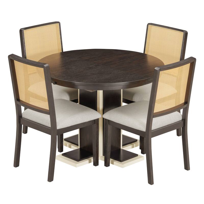Round Dining Table for 4 with Chairs Set