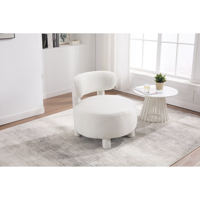 Teddy Fabric Armless Accent Chair With Curved Backrest And Solid Wood Legs Upholstered Chair Slipper Side Chair