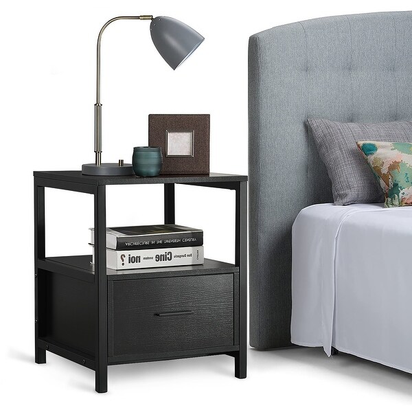 grey lamp table with drawer
