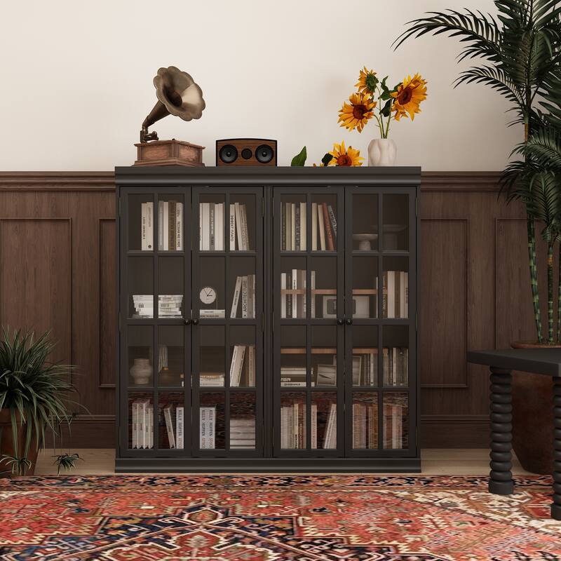 Sophisticated Storage Ensemble: Buffet Sideboard Bookshelf Cabinet
