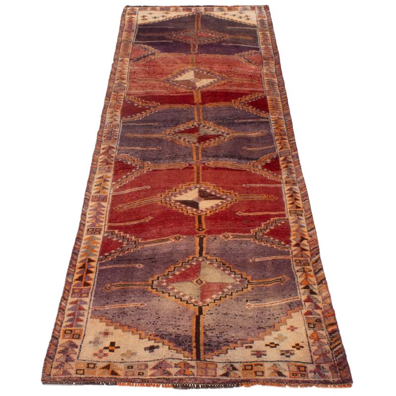 ECARPETGALLERY Hand-knotted Melis Vintage Red Wool Rug - 3'10 x 12'4
