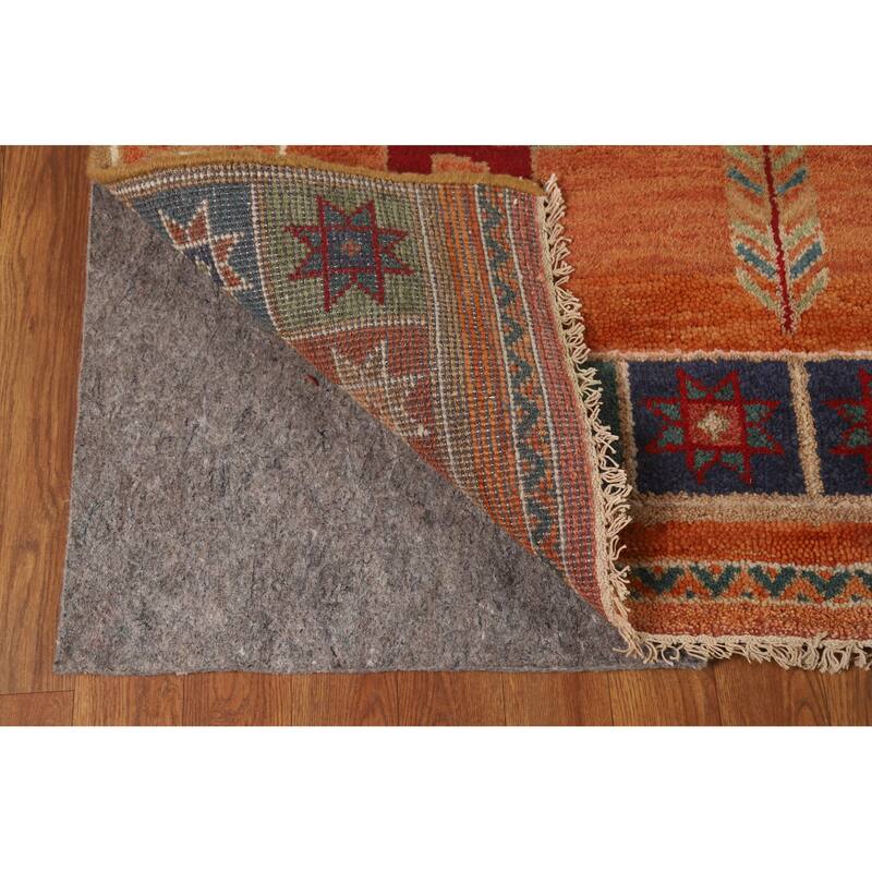 Hand Knotted Oriental 100% Wool Carpet Traditional Tribal Oranges & Rust Heriz (serapi) Runner Rug - 10' 3'' X 4' 0''