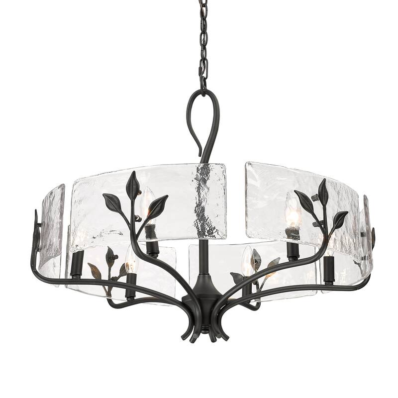 Calla 27.75" Wide 6-Light Chandelier with Hammered Water Glass