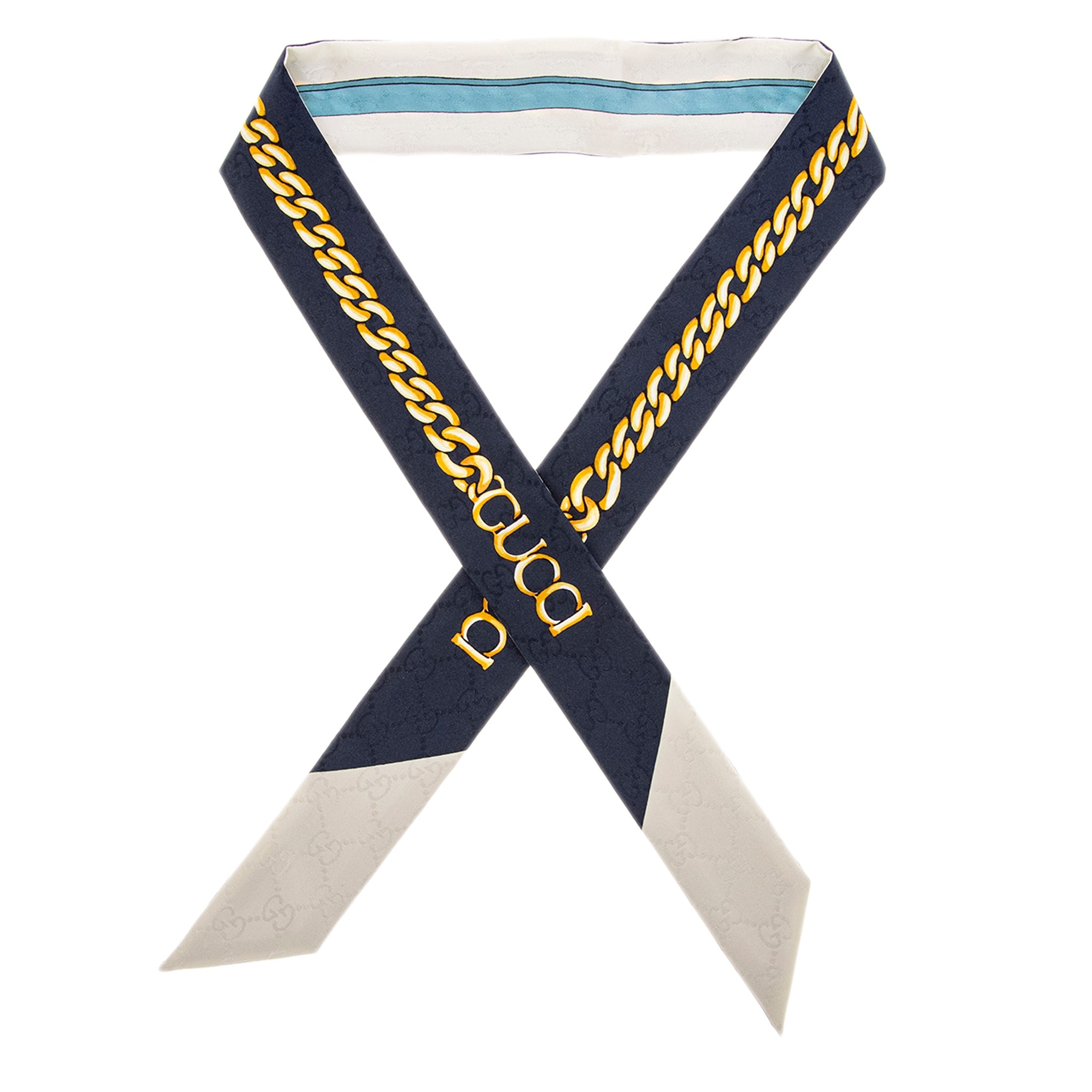 GUCCI グッチ スカーフ ホースビット柄 ネイビー Gucci-Horsebit-GG-Ribbon-Scarf.jpg