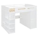 preview thumbnail 5 of 78, Twin/Full Size Loft Bed with Bulit-in Desk and Wardrobes, Solid Wood Kids Loft Bedframe with 4 Drawers and Storage Shelves