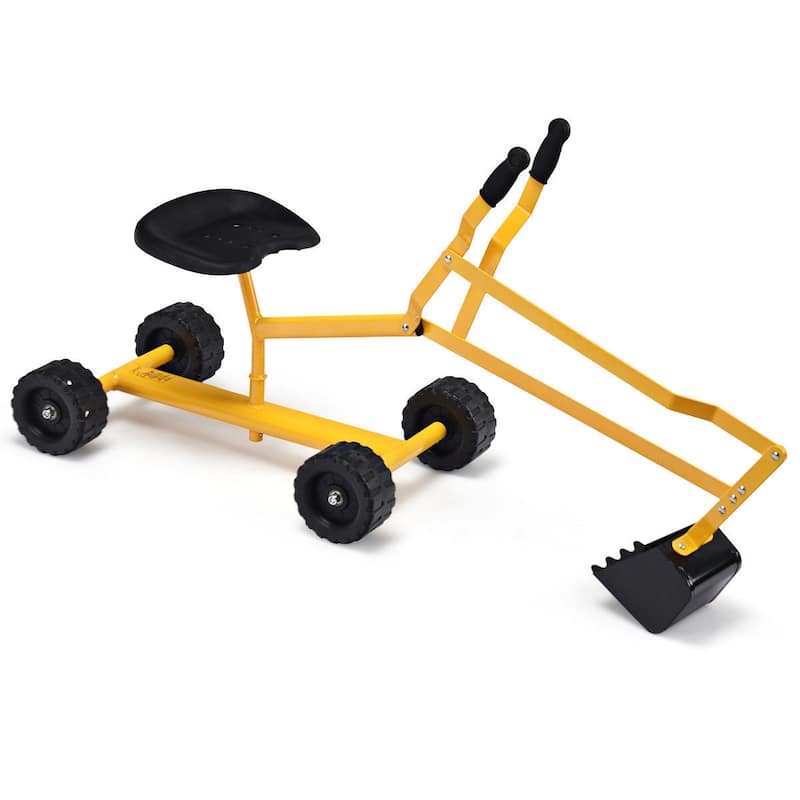 Children’s Outdoor Ride-On Excavator Toy with 360 Degree Swivel Seat and All-Terrain Wheels - 34.6" x 13" x 17.2"