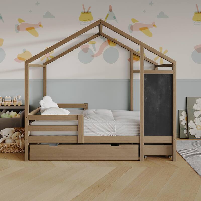 CraftPorch Mid-Century Wooden Canopy Bed