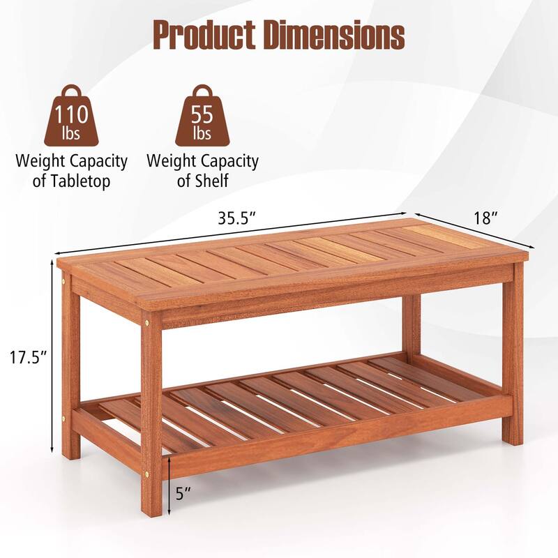 Costway Patio Coffee Table 2-Tier Outdoor Side Rectangle Side Table - See Details