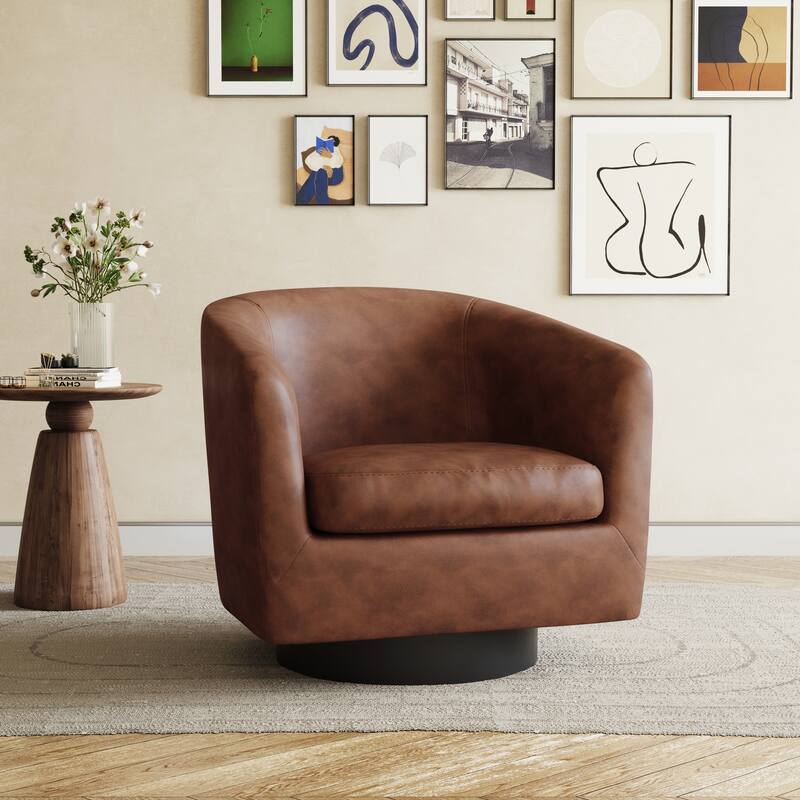 Modern 360°Swivel Accent Chairs Barrel Armchairs