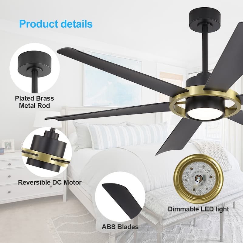 60 in. 6-Plywood Blades Indoor LED Ceiling Fan with Remote