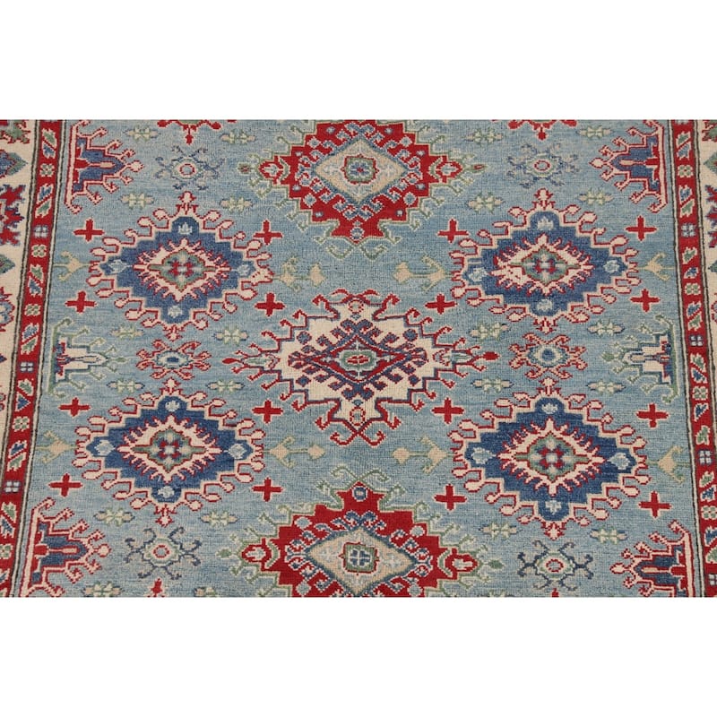 Light Blue Kazak Oriental Rug Handmade Wool Carpet - 5'0" x 6'6"