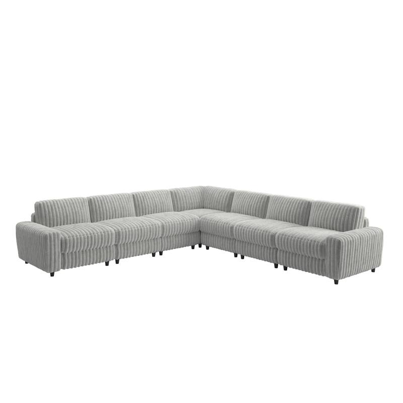 Veyron Furry Channel Fabric Down-filled L-Shape 6-Seat Modular Sectional Sofa by iNSPIRE Q Modern
