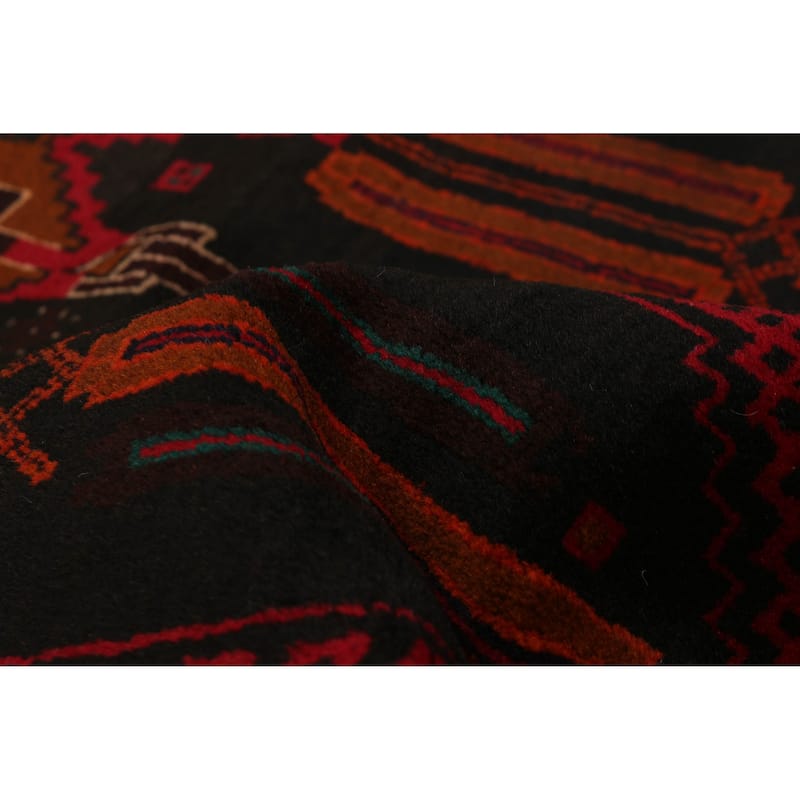 Teimani Black, Red Rug 3'10" x 7'5" - 3'10 x 7'5