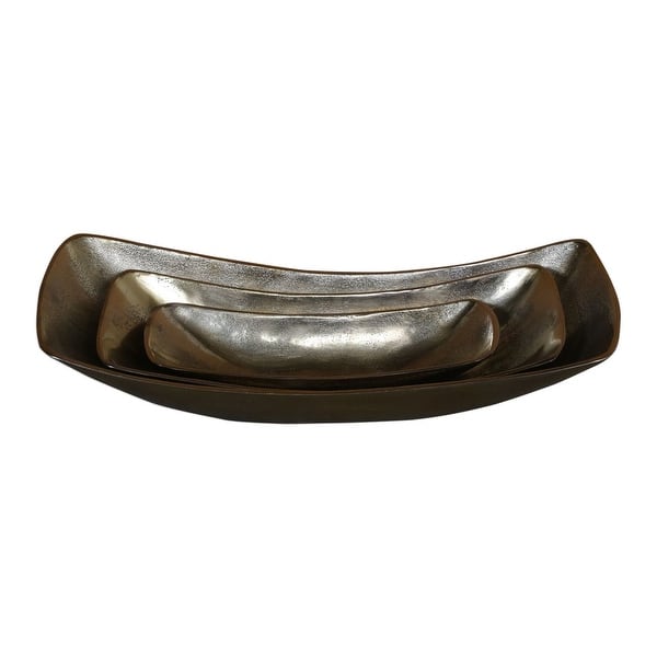 slide 1 of 1, Uttermost Anas 20" Wide Rustic Decorative Cast Aluminum Bowls - Set of Antique Brass