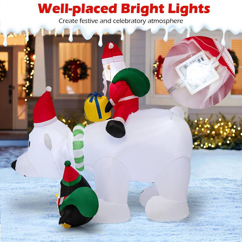 Gymax 7FT Christmas Inflatables LED Lighted Xmas Inflatable Polar Bear - See Details