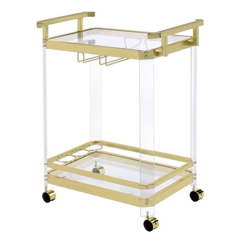 Alba Acrylic Serving Bar Cart by Greyson Living - Gold Chrome