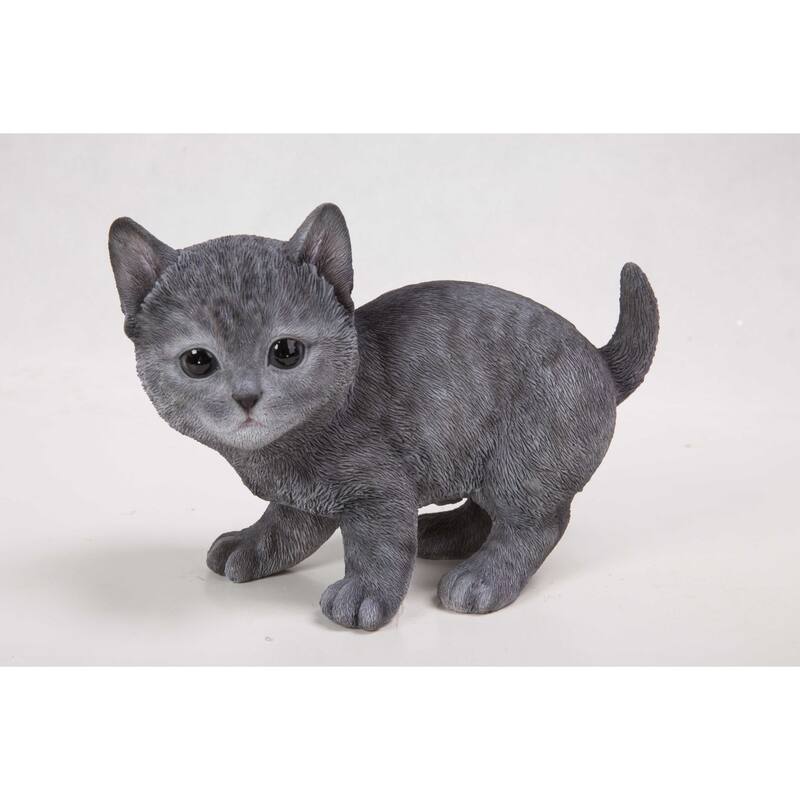 8.5" Russian Blue Kitten Outdoor Garden Statue
