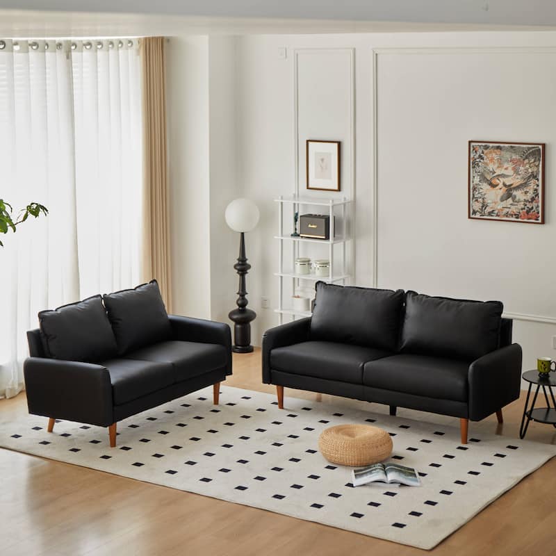 Faux leather 2 Piece Loveseat and Sofa Living Room Set