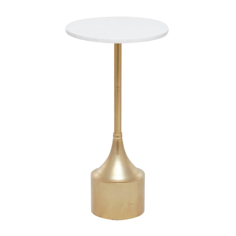 Gold Metal Accent Table with Marble Top