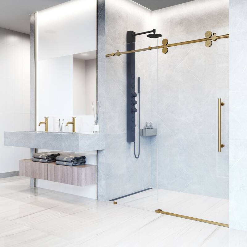 VIGO Elan 56" to 60" W x 74" H Frameless Sliding Shower Door
