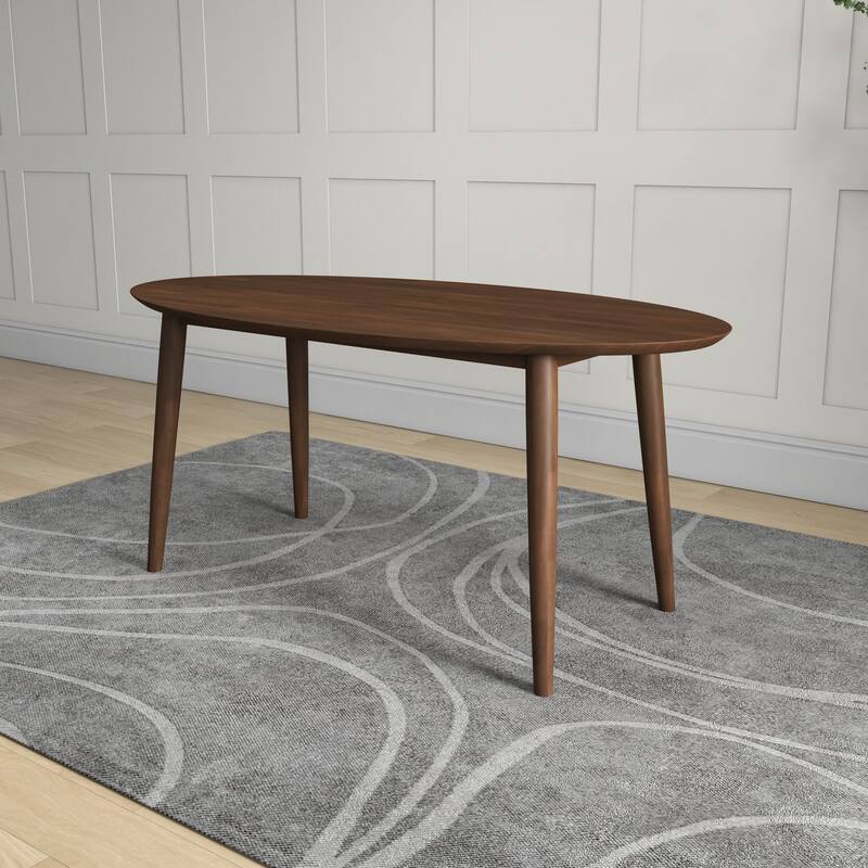 Ada Mid Century Modern Solid Wood Walnut Oval Dining Table for Dining Room or Kitchen 29.5"H x 35.4"D x 66.9"W Kitchen D