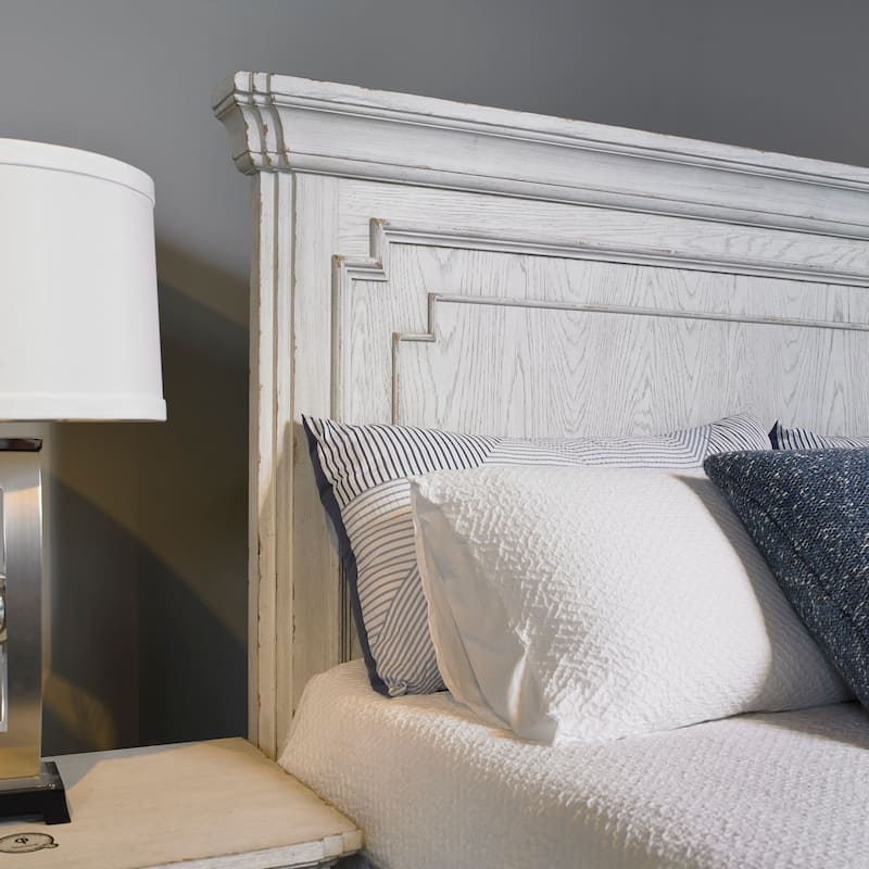 Clara Wood Panel Bed, White Mist
