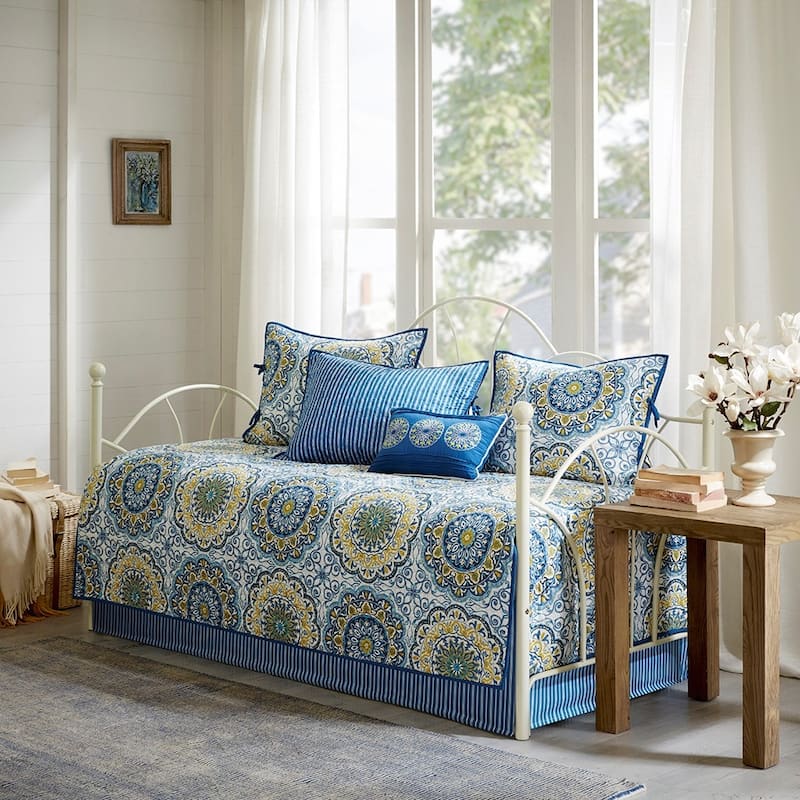 6 Piece Reversible Daybed Cover Set Blue Daybed - Blue
