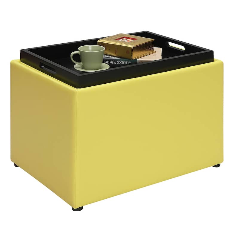 Storage Ottoman with Reversible Tray - Decorative and Functional Accent with Hidden Storage for Modern Living Rooms