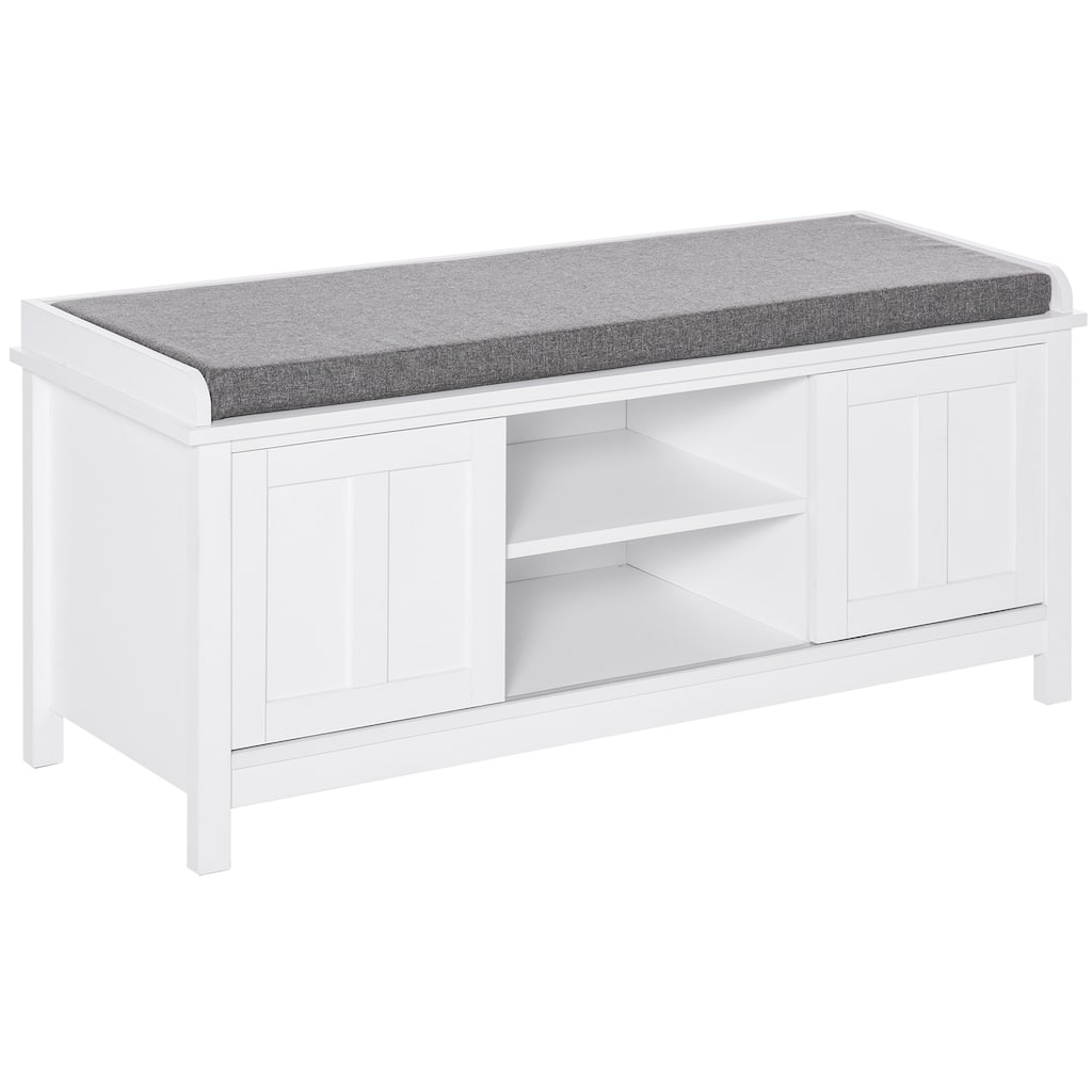Entryway Shoe Bench Storage Ottoman with Sliding Doors