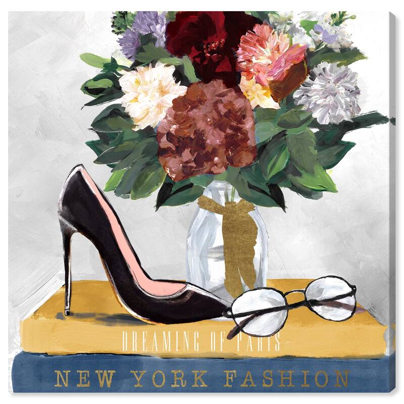 Wynwood Studio Canvas Fashion and Glam Ready for Fall Books Red and Metallic Gold Glam Wall Art Canvas Print
