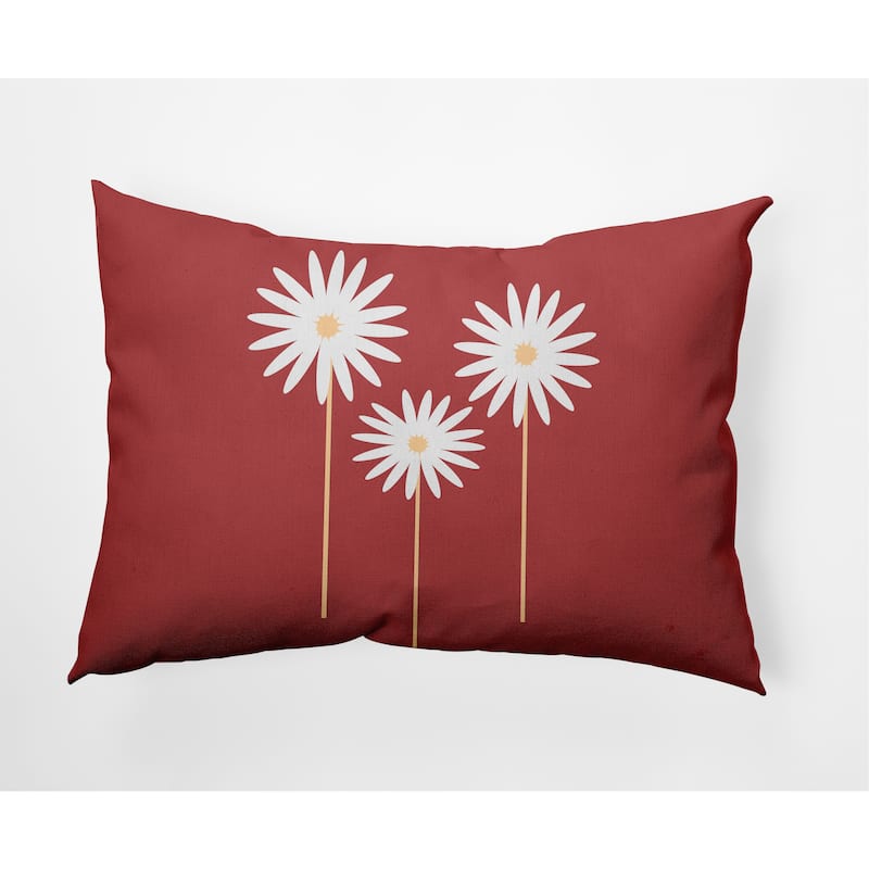 Floral Print Decorative Throw Pillow - Ligonberry Red - 14" x 20"