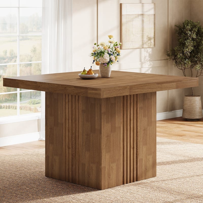 39 Inch Rustic Wooden Kitchen Table, Square Dining Table for 4 - Brown