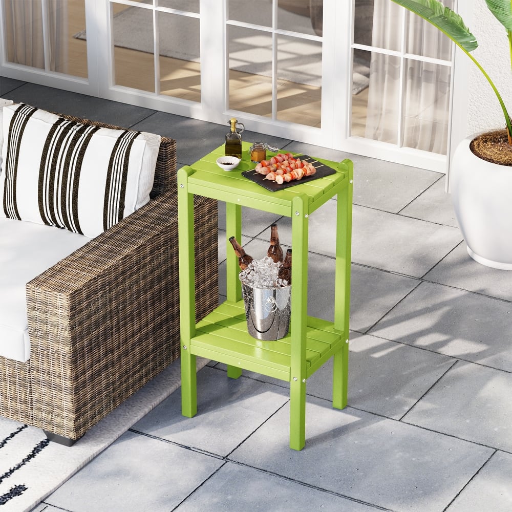 Laguna Hdpe All Weather Outdoor Patio Two Shelf Square Table