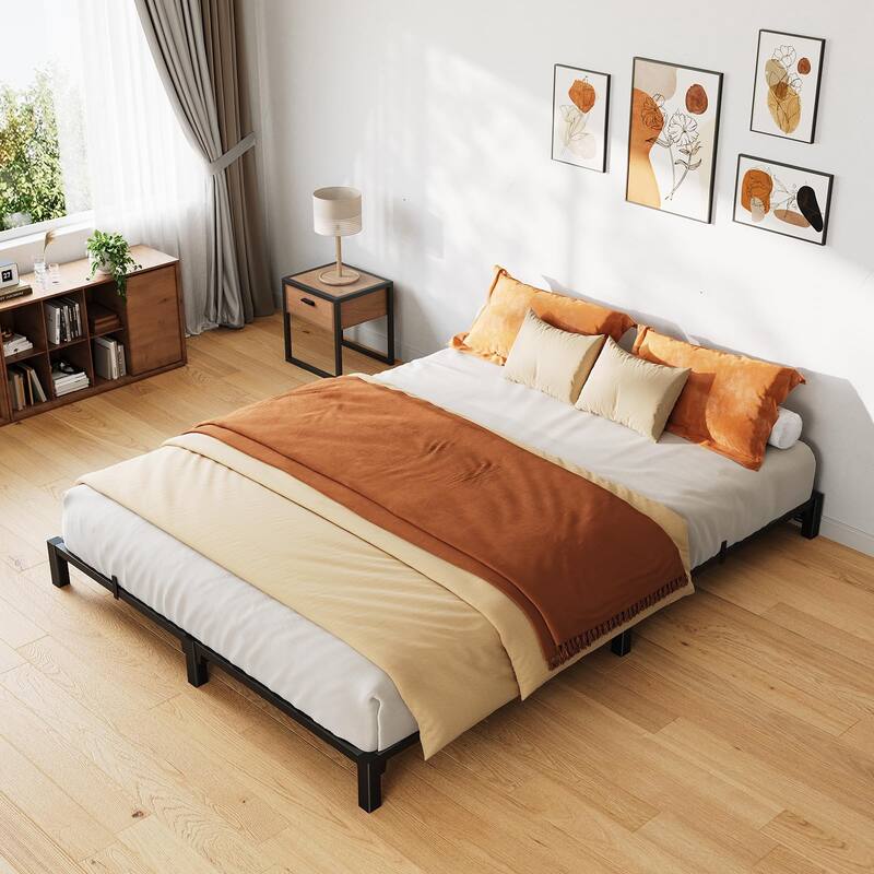 6 Inch Tiwn Bed Frame, Heavy Duty Metal Platform Bed Frame with Durable Iron Slat Support and Legs
