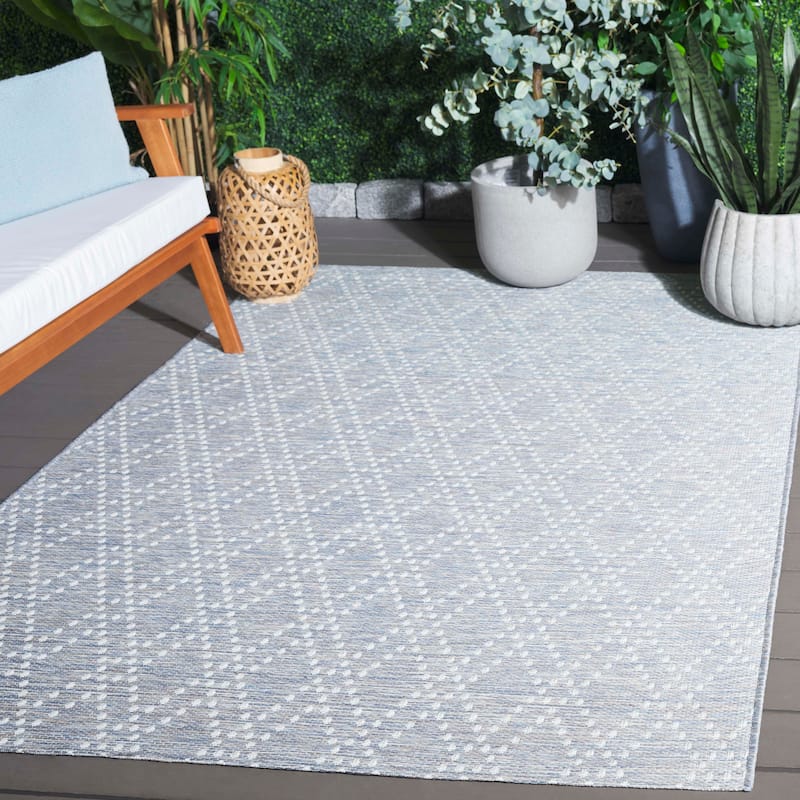 SAFAVIEH Sunset Jenja Indoor/Outdoor Washable Backyard Patio Rug - 6'7" Square - Blue/Lavender