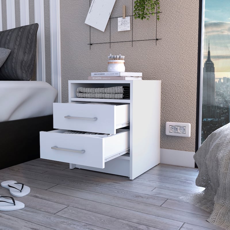 Philadelphia Nightstand with Two Drawers and Concealed Shelf
