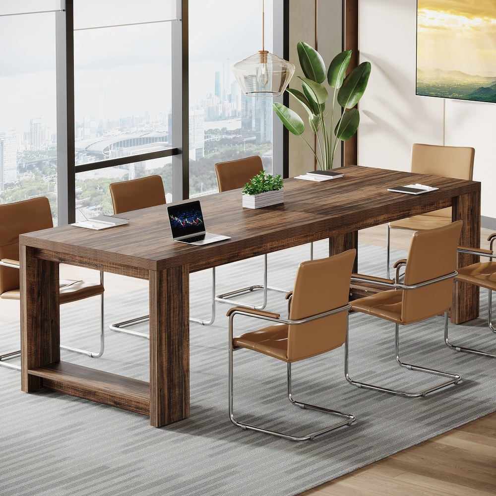 7 ft Modern Rectangle Conference Table for 6 to 8 People - 86.6" L x 27.6" W x 29.5" H