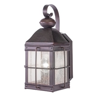 VAXCEL Revere 14.5 in. H 1-Light Royal Bronze Traditional Outdoor Wall Sconce, Steel, Clear Seeded Glass Shade