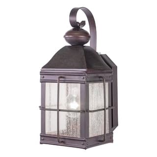 VAXCEL Revere 14.5 in. H 1-Light Royal Bronze Traditional Outdoor Wall Sconce, Steel, Clear Seeded Glass Shade
