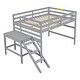 preview thumbnail 7 of 8, Grey Full Size Wood Loft Bed with Ladder and Fence for Bedroom